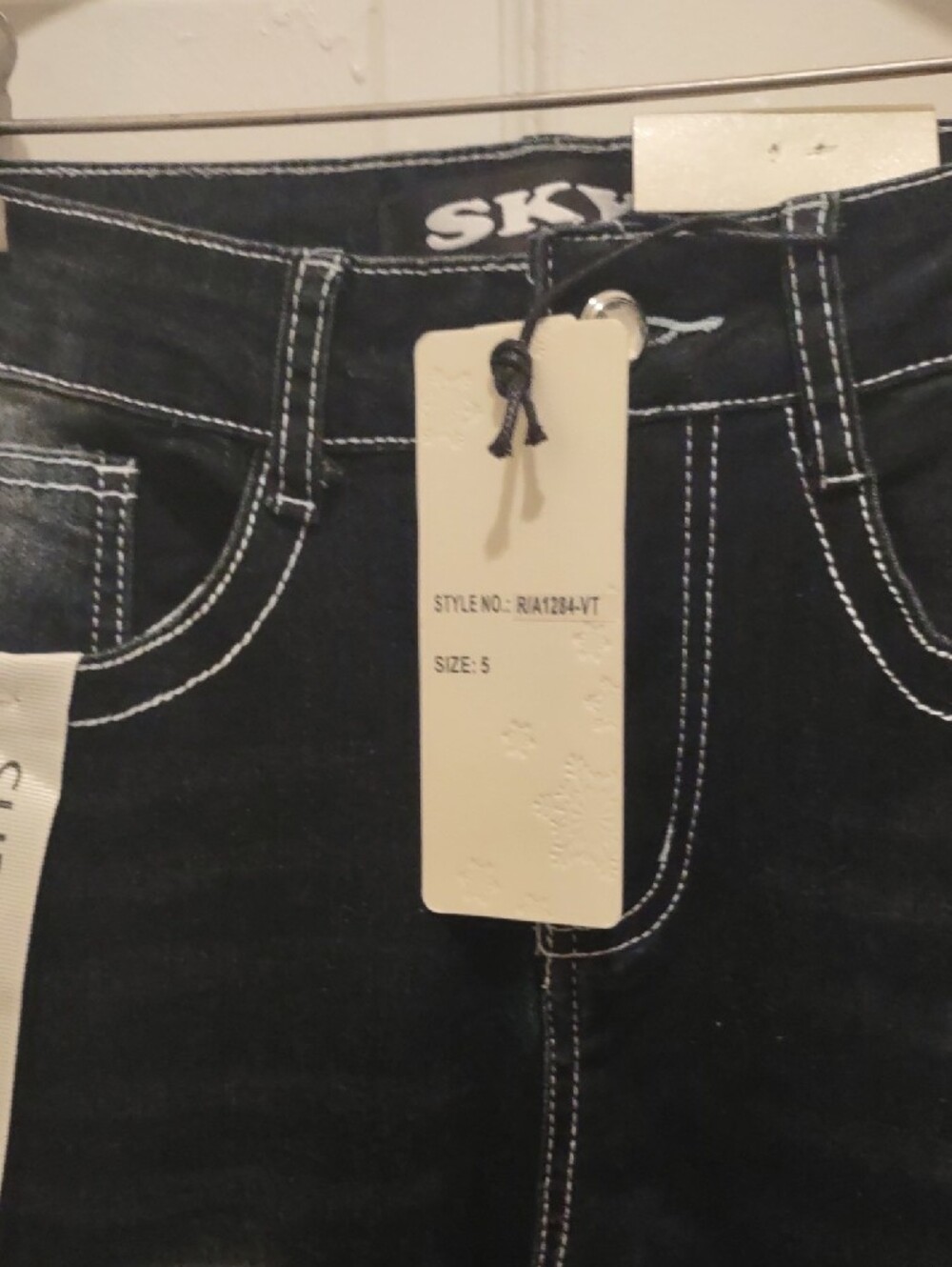 Sky Black Flare Jeans with Silver Cross Embellishments Size 5 New - Picture 6 of 8